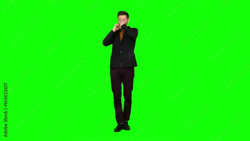 Gambler is nervous and worried because of the games. Green screen Gambler is nervous and worried because of the games. Green screen