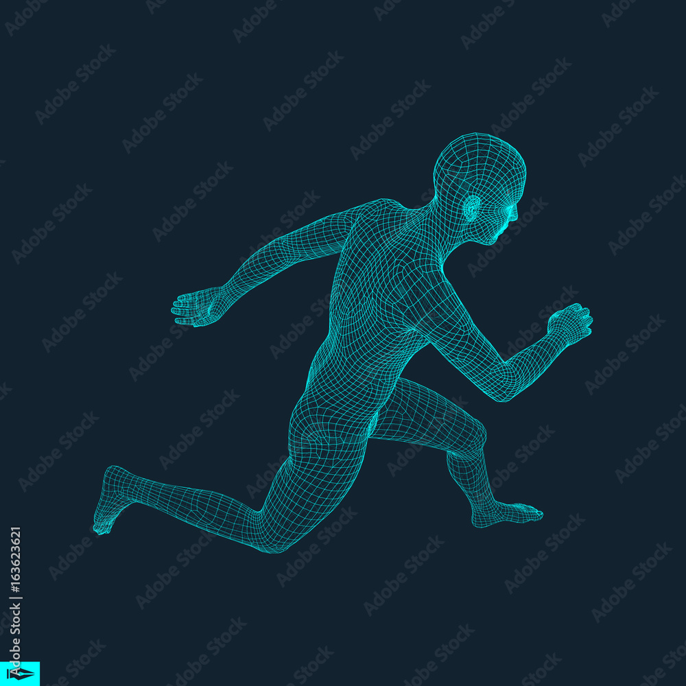 3d Running Man. Design for Sport, Business, Science and Technology. Vector Illustration. Human Body. 3d Running Man. Design for Sport, Business, Science and Technology. Vector Illustration. Human Body.