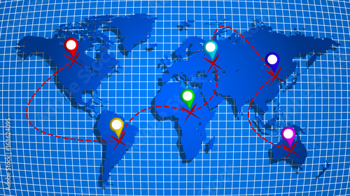 Movement on the map of the Earth