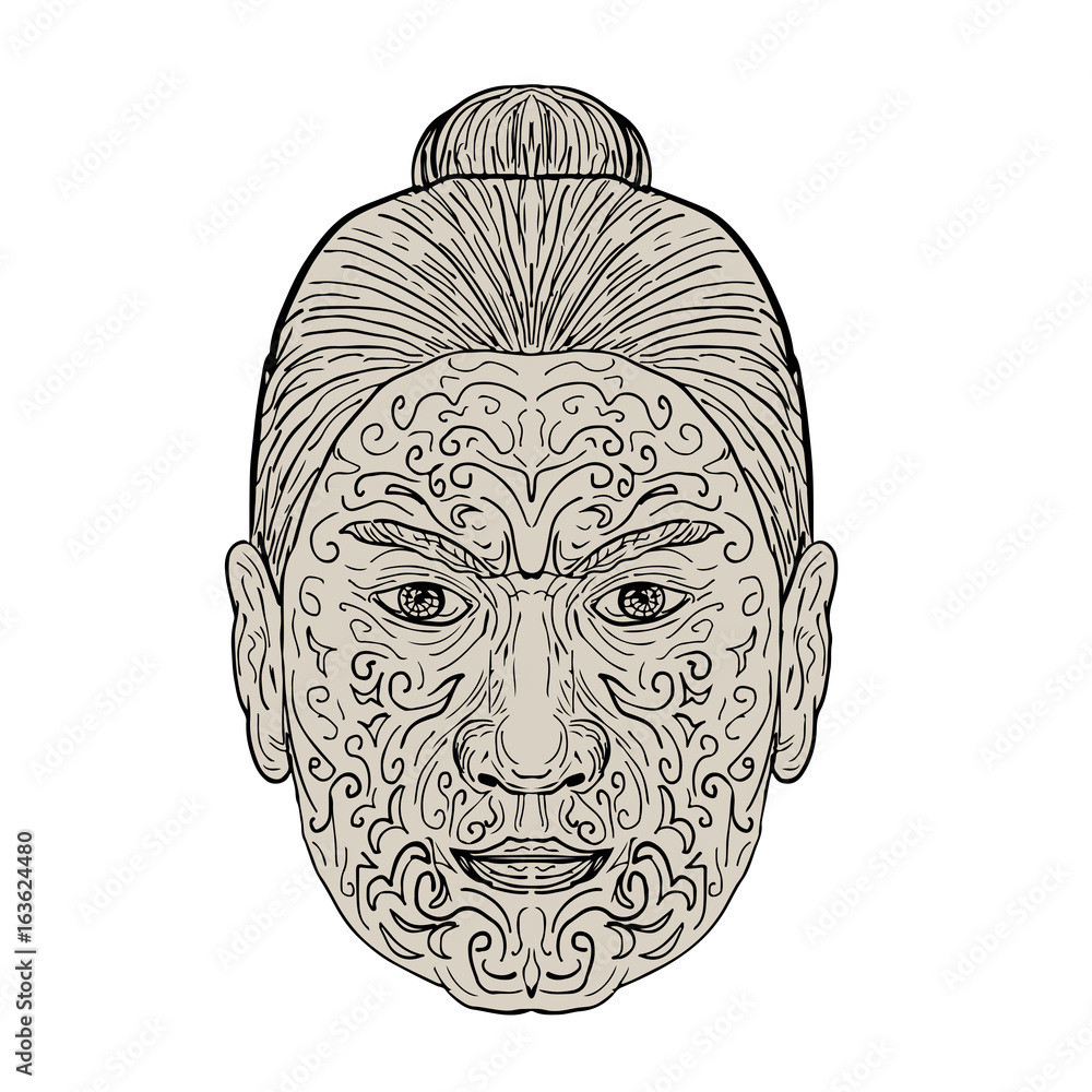 Maori Face with Moko facial Tattoo Maori Face with Moko facial Tattoo