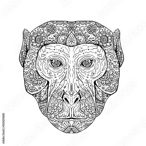 Rhesus Macaque Head Front Mandala