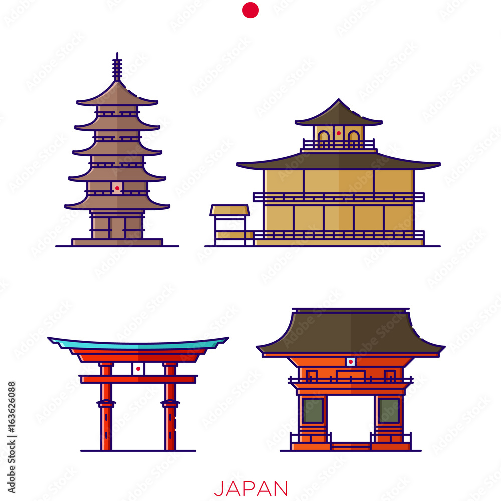 Fototapeta Japanese landmark, Japanese buildings, icons of buildings