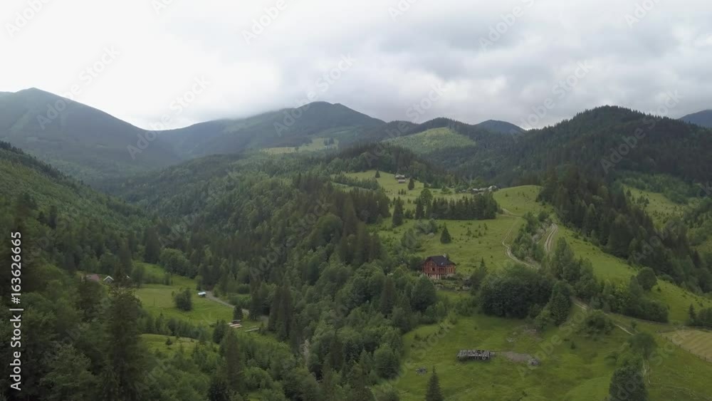 drone flies over the road in the Smoky mountains drone flies over the road in the Smoky mountains