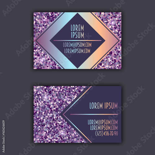 Business card templates with glitter shining background