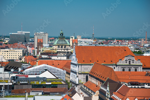 Aerial view of Munich in a summer day in Germany.