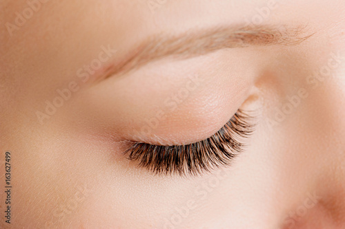 Closeup shot of female eye with day makeup