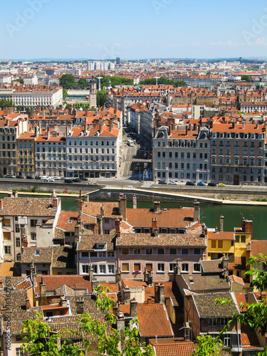 Cityscape of Lyon viewed from the Basilica of Notre-Dame de Fourvière