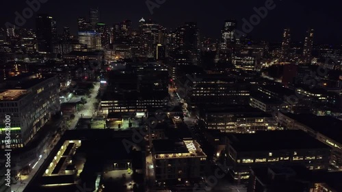 Wallpaper Mural Helicopter with Breathtaking Cityscape View at Night with City Building Lights Shining Torontodigital.ca