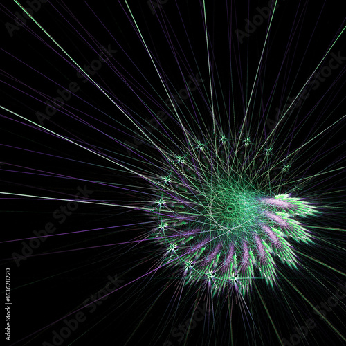 Dark green fractal spiral, digital artwork for creative graphic design