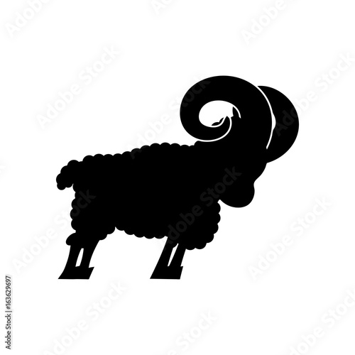 ram farm animal isolated. Horned Sheep beast