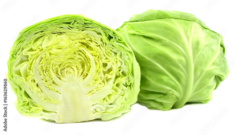 Cut cabbage on white background Cut cabbage on white background