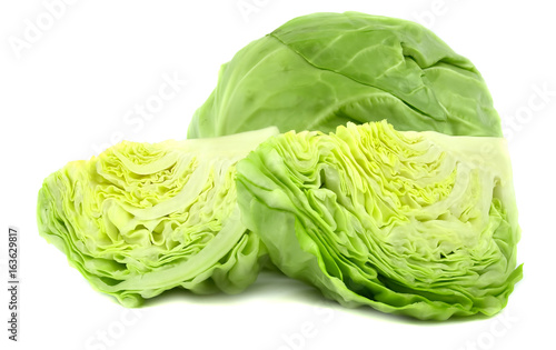 Cut cabbage on white background