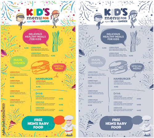 vector kids menu template.