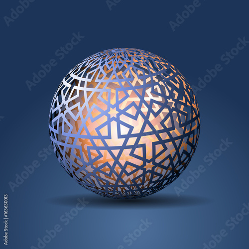 3d Sphere Decorated With Geometric Abstract Shape Ornament Vector Illustration