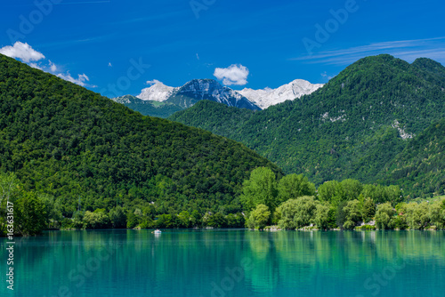 Fototapeta Naklejka Na Ścianę i Meble -  Julian Alps and Most na Soci Lake, Slovenia