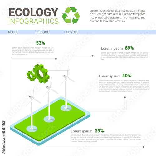 Ecology Infographics World Environmental Protection Green Energy Concept Banner With Copy Space Vector Illustration