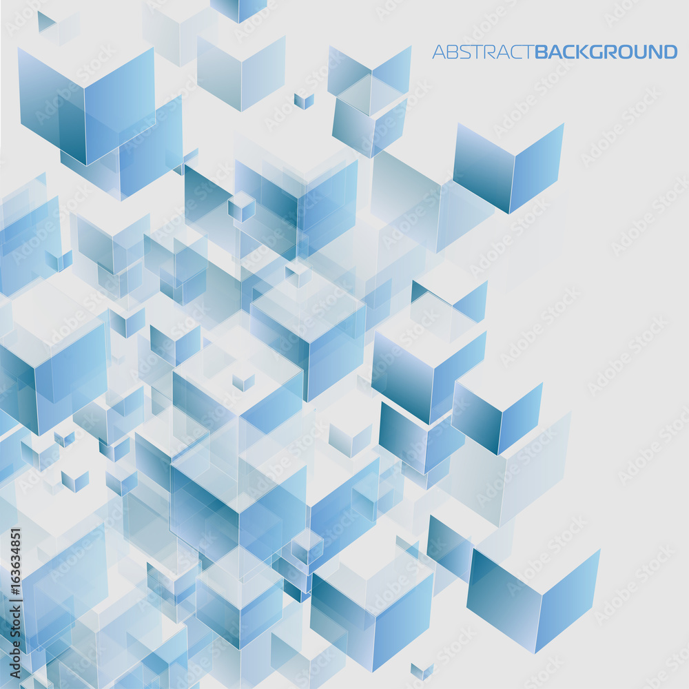 Vector abstract background 3d cubes of different size in perspective for your design, business style, logo, print or internet. Vector abstract background 3d cubes of different size in perspective for your design, business style, logo, print or internet.