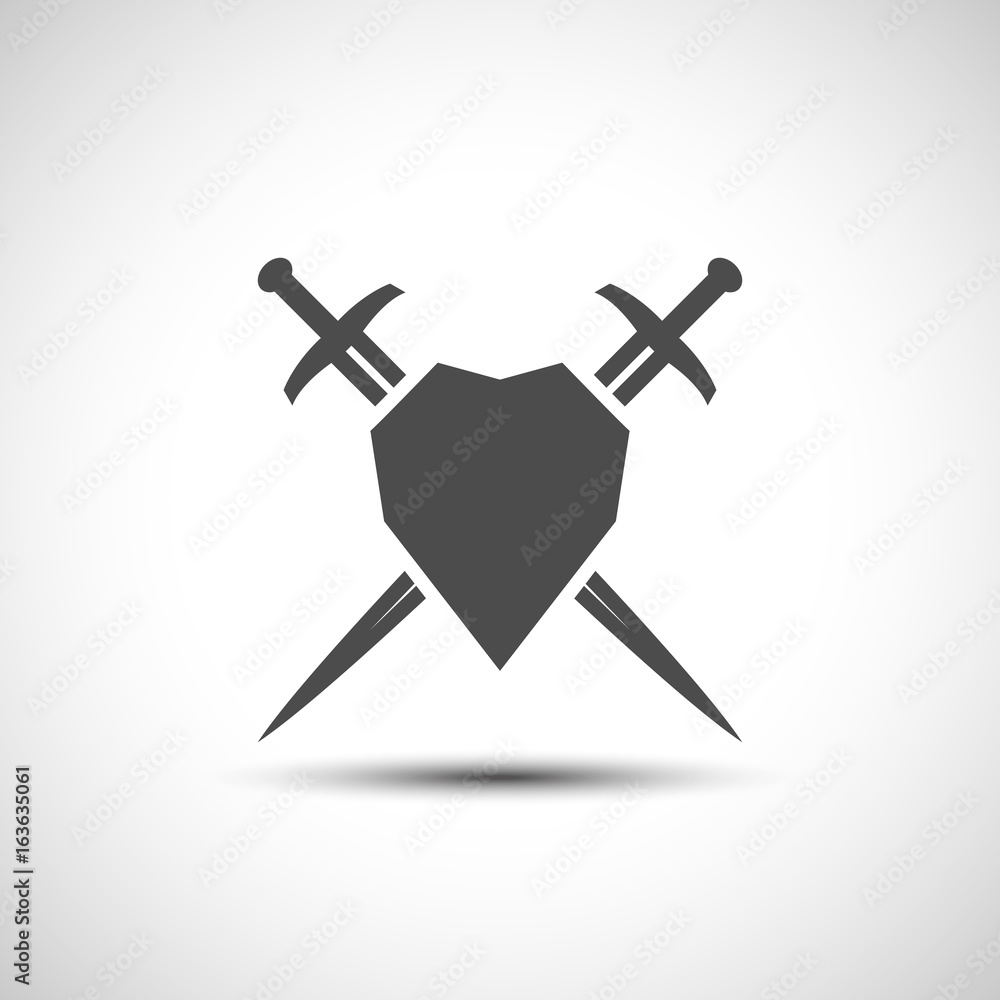 Abstract shield and sword emblem with shadow. Abstract shield and sword emblem with shadow.