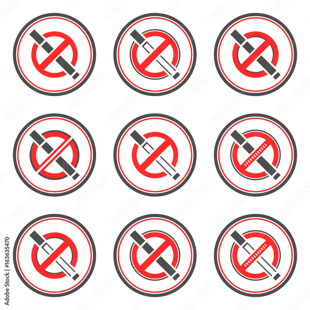 Set of abstract no smoking vector signs. Set of abstract no smoking vector signs.