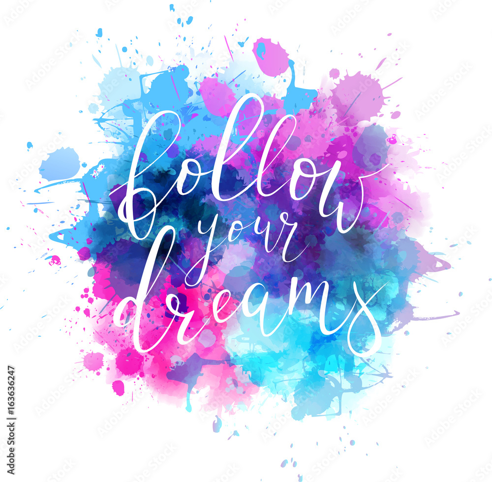 Watercolor background with handwritten calligraphy