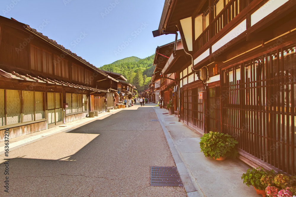 NARAI , JAPAN - JUNE 4, 2017: People are walking at Narai  is a  small town in Nagano Prefecture  ,The old  town provided a pleasant walk through about a kilometre of well preserved buildings.