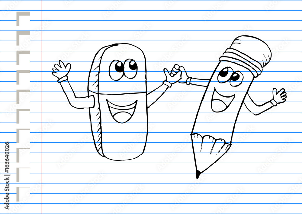 cute pencil and eraser Stock Illustration Adobe Stock