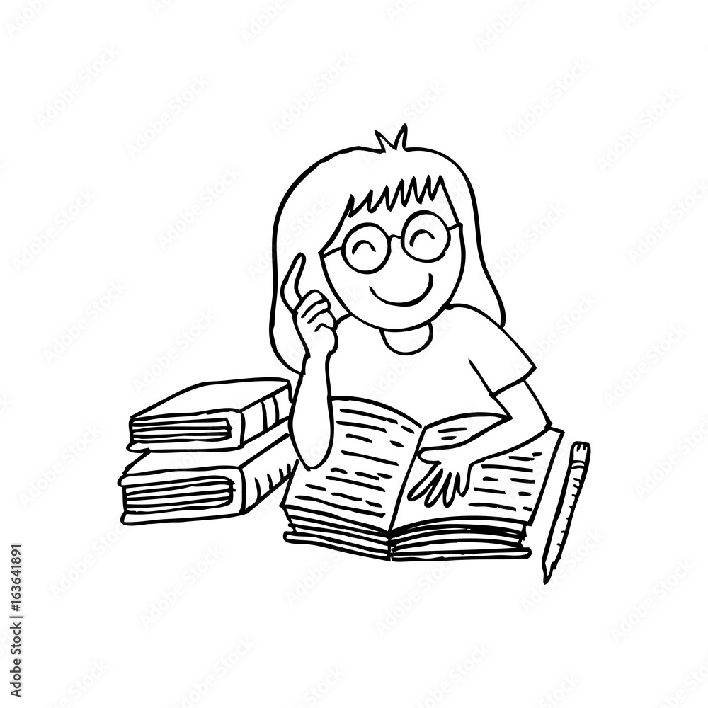 Illustration of a Girl Reading a Book. Cartoon style. Illustration of a Girl Reading a Book. Cartoon style.