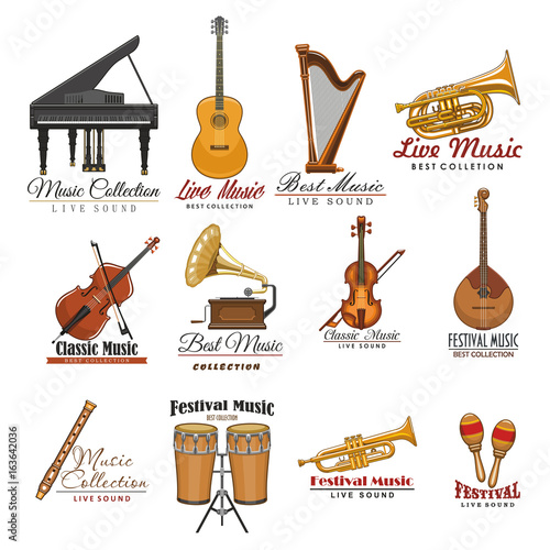 Musical instrument symbol set for music design