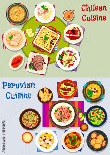 Chilean and peruvian healthy food icon set