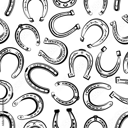 Horseshoe seamless pattern for luck concept design