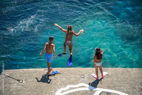 Kids swimming on the Greek Islands