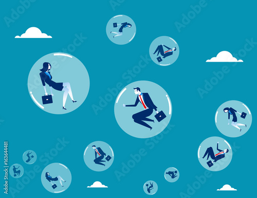Business people inside of floating and bubbles. Concept business vector illustration.