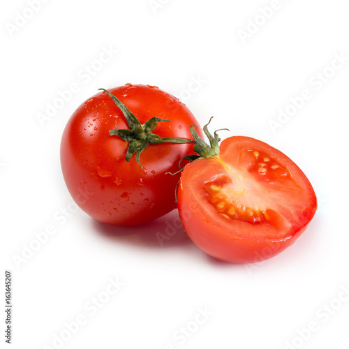 Ripe red tomatoes isolated on white background