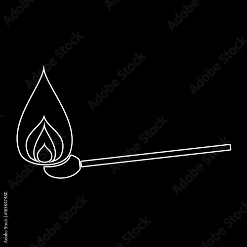 Burning match  the white path icon .