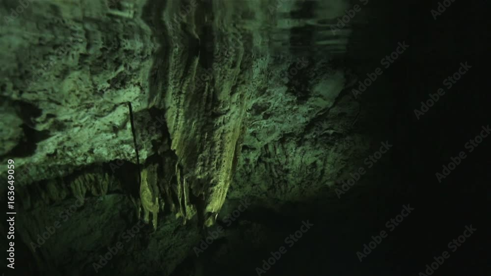 The interior of underwater cave inside of one of the cuban cenotes The interior of underwater cave inside of one of the cuban cenotes