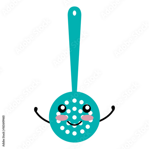 fry spoon cutlery kawai character vector illustration design