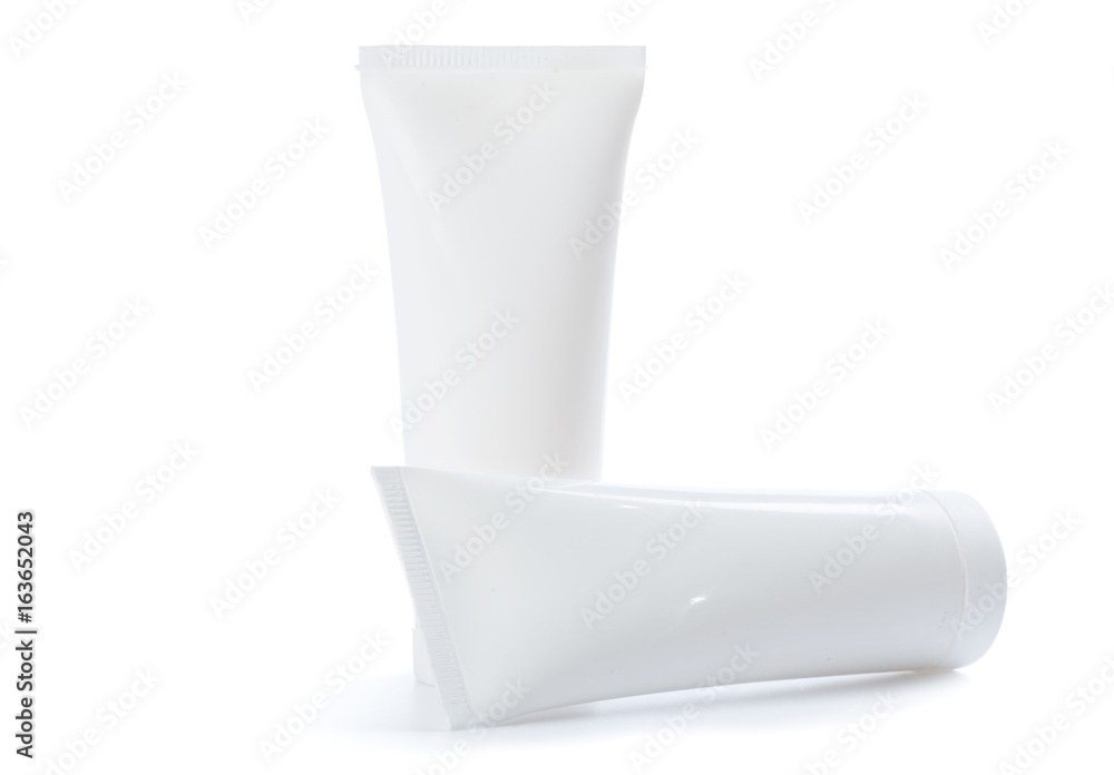 a tubes of cosmetics isolated on white background a tubes of cosmetics isolated on white background