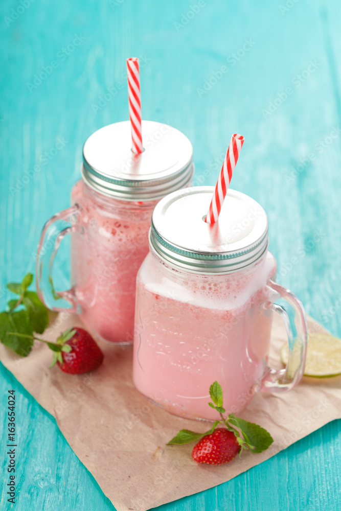 healthy berry smoothie in glass jar. healthy berry smoothie in glass jar.
