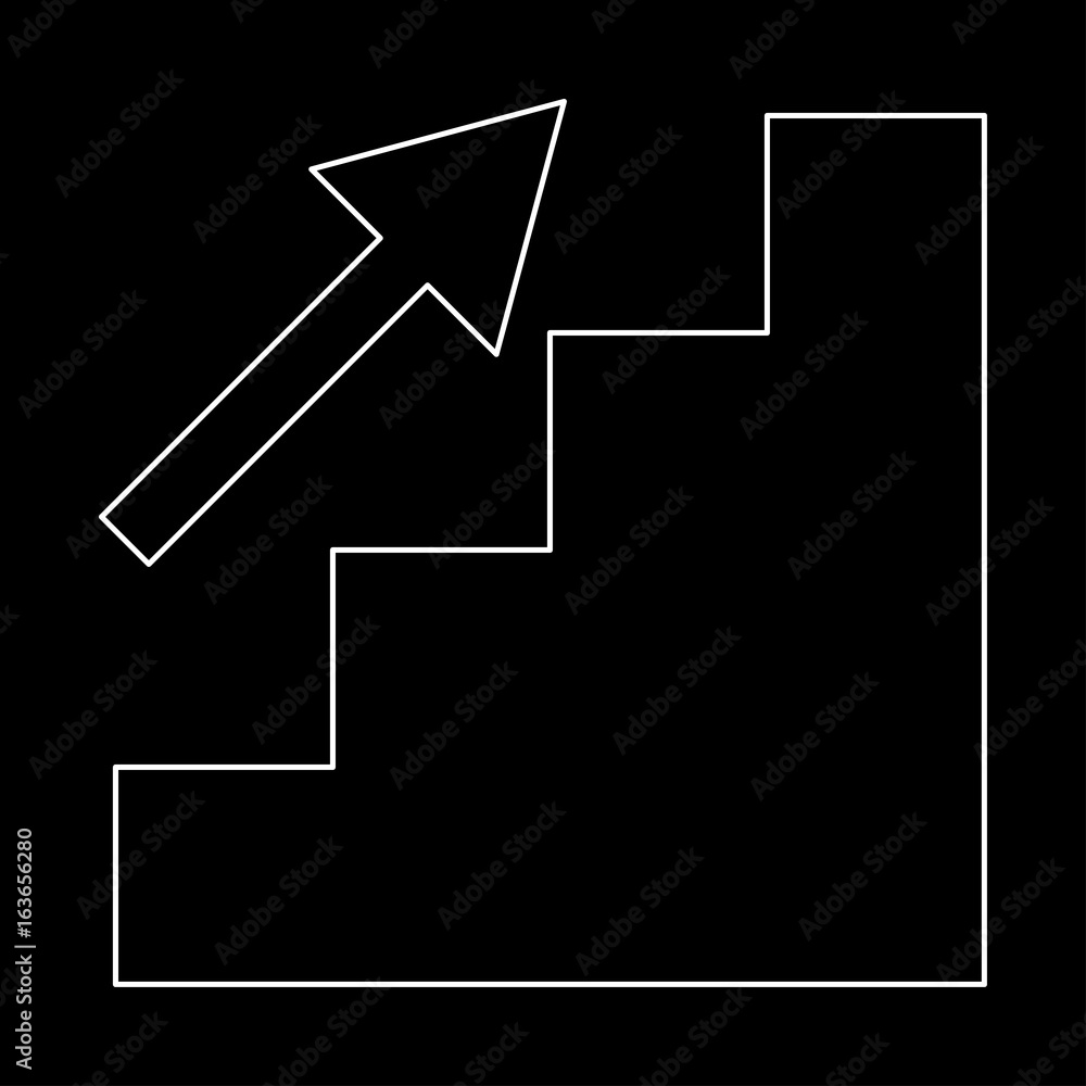 Stairs growth the white path icon . Stairs growth the white path icon .