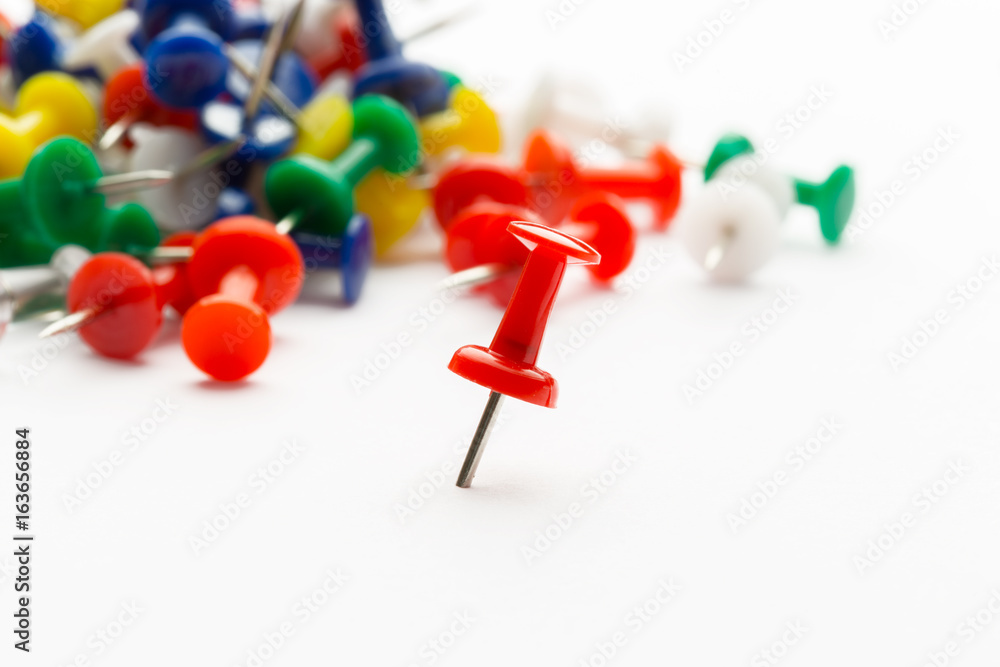 Push pins isolated on white background. Push pins isolated on white background.