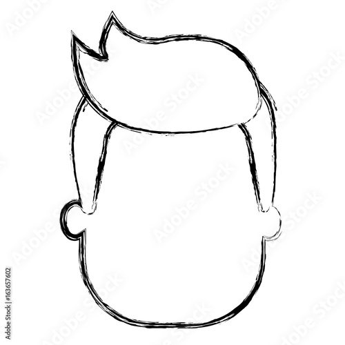 young man head avatar character vector illustration design