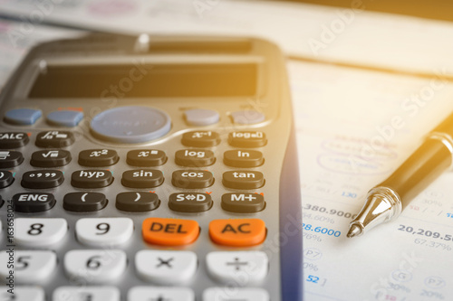 close up advance calculator for engineer or business on the finance/math paper.