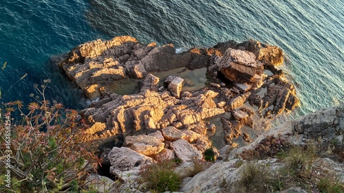 Top view on rocks in the Adriatic sea. Montenegro © Alexander N.