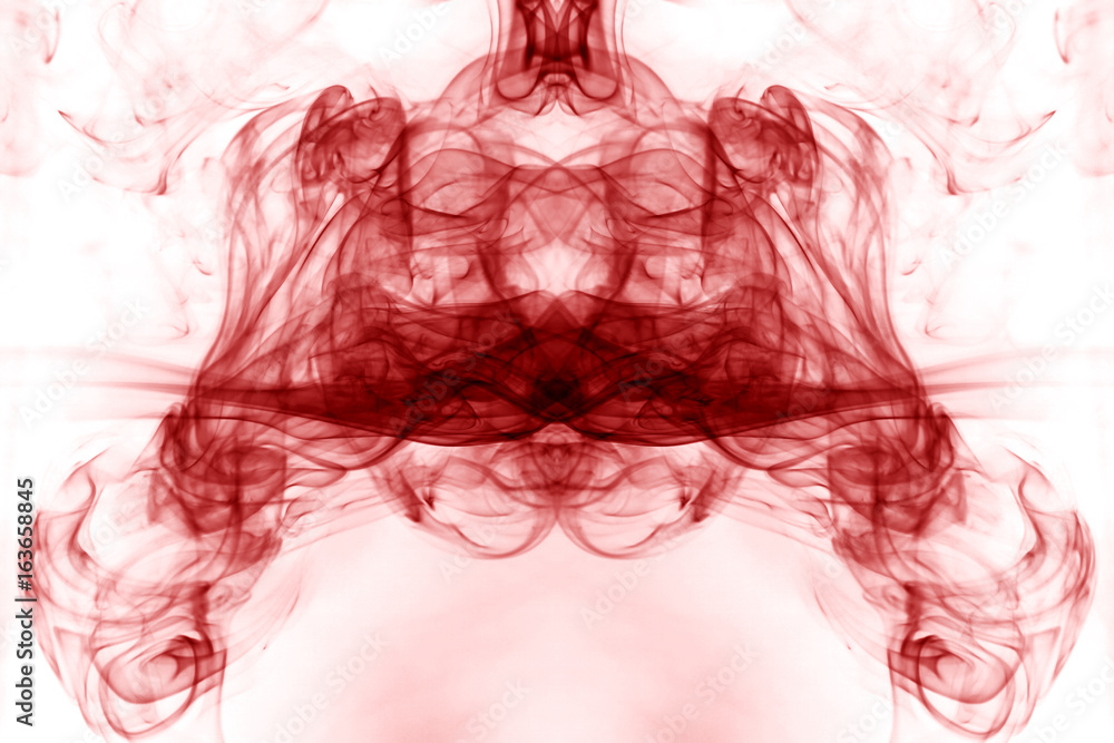 Fototapeta premium Toxic fumes movement on a white background..Red smoke movement on a white background.