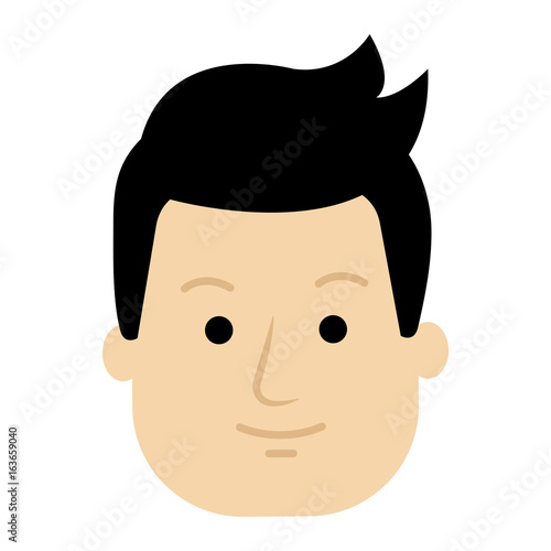young man head avatar character vector illustration design