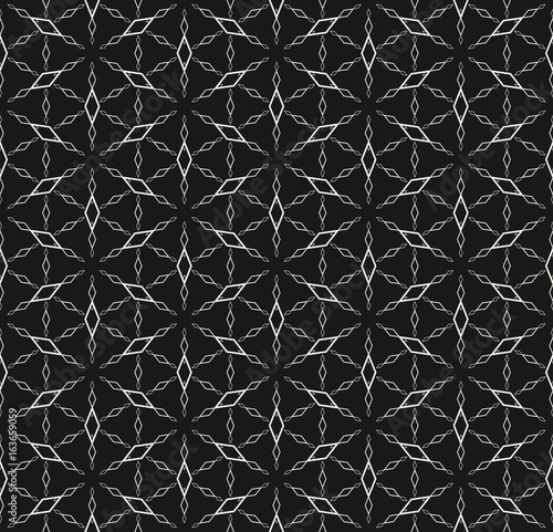 Rhombuses geometric pattern, vector monochrome seamless texture with thin linear figures, outline shapes, triangular grid. Abstract subtle background, repeat tiles. Dark design for decor, prints, web