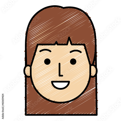 young man head avatar character vector illustration design