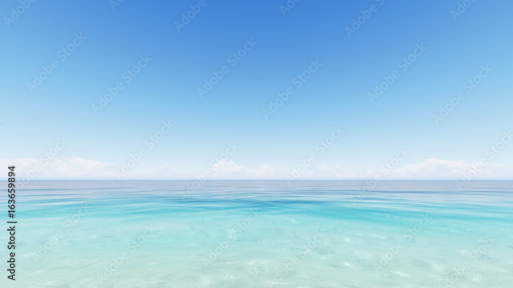 Clear ocean blue sky 3D render