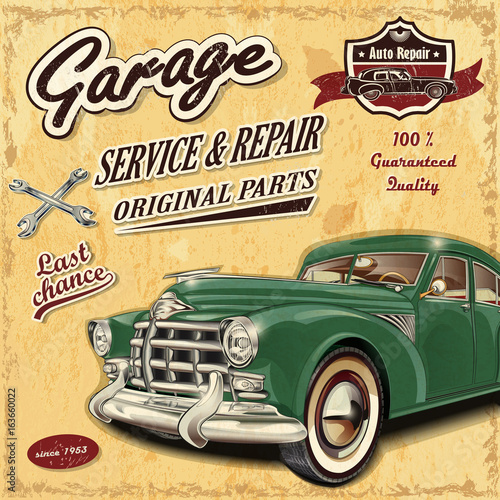 Vintage garage retro poster