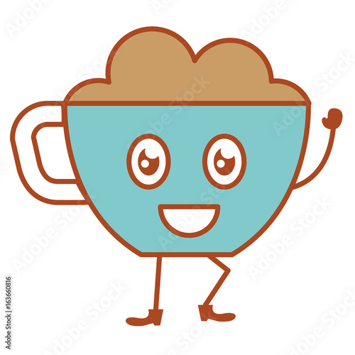 coffee cup kawaii character vector illustration design